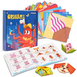 HomeChi Kit de papel de origami, cuadrado 3D fácil de doblar para niños, artes de doble cara papeles de origami, 108 hojas 54 patrones con manualidades, escuela, lecciones de manualidades(108-hojas)