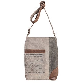 Mona B. Vintage Recycled Upcycled Canvas Identified Collection with Vegan Leather Trim (Identified-Ice Gray) (Charcoal)