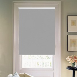 Joydeco Cordless Roller Shades Blackout Blinds for Windows Room Darkening Rolled Up Shades with Spring System, UV Protection Window Shades Door Blinds for Home and Office (30 "W x 75" H, Grey)