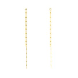 SLUYNZ Solid 925 Sterling Silver 6.3inch Long Chain Earrings Dangle for Women Teen Girls Line Dangle Earrings Chain Backs (B-Gold Plated)
