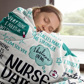 Craftique Nurse Gifts for Women Men- Soft Nurse Blanket with Nurse Daily Affirmations- LPN RN Gifts for Nurses Practitioner, Nurses Week/Day Gifts, Nursing School Graduate Birthday Appreciation Gifts