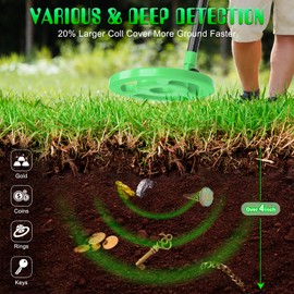 iTayga Metal Detector for Kids - Adjustable Lightweight High Accuracy Coil Professional Waterproof Foldable - Suitable for Outdoor Exploration, Green