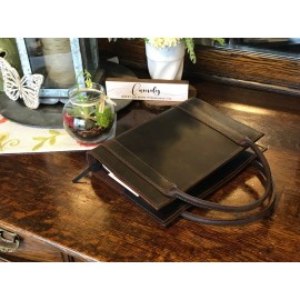 Handmade Distressed Leather Bible Book Cover Sleeve Pockets Handle Custom Case Amish Made - No Message, Cover with Handle