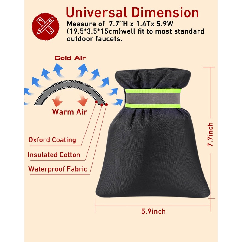Outdoor Faucet Covers for Winter 3 Pack, Thickened Insulated Pipe