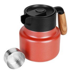 Belle Vous 800ML Thermal Coffee Carafe Jug - Stainless Steel Thermal Coffee & Tea Pot with Plastic Handle and Tea Infuser - Double-Walled Vacuum Insulated Coffee Flask for Hot & Cold Drinks (Red)
