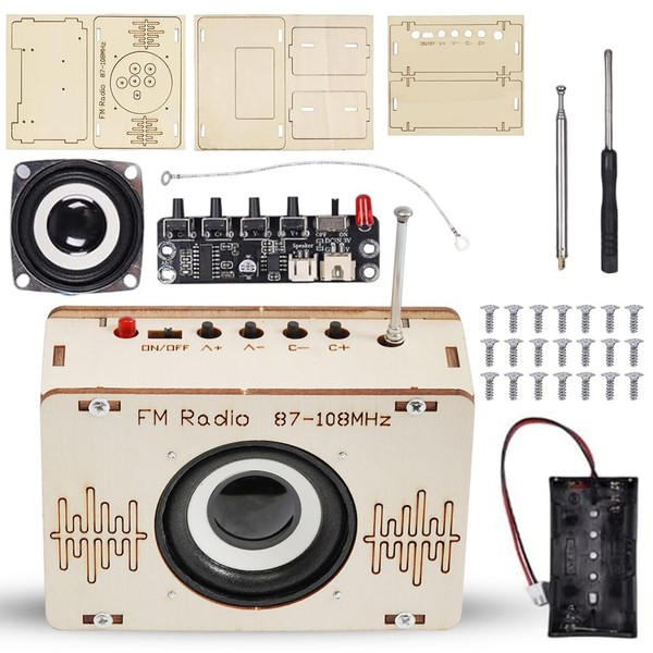 Radio Kit, DIY Kits Wooden Radio with Speaker Kit, Electronic