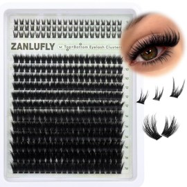 Fluffy Lash Clusters with 5-7MM Bottom Lashes D Curl Eyelash Clusters Wispy Lash Extension 300Pcs Individual Lashes Thin Band Cluster Eyelash Extension 10-16MM Cluster Lashes DIY at Home by ZANLUFLY
