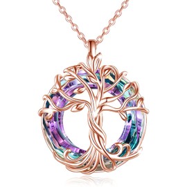 TREE NEST Collar de Árbol de la Vida con Colgante de Árbol de la Vida, Joyería de Árbol de la Vida con Cristal, Joyería para Madre y Mujeres, Regalo para El Día de la Madre, Cumpleaños y Navidad 20017OR