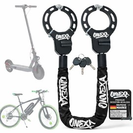 90 cm Hardened Steel Handcuff Lock - Anti-Theft Device for Motorcycle, E-Scooter, Bicycle & Scooter - Lock for Pushchair - Robust & Compact - Includes 3 Keys
