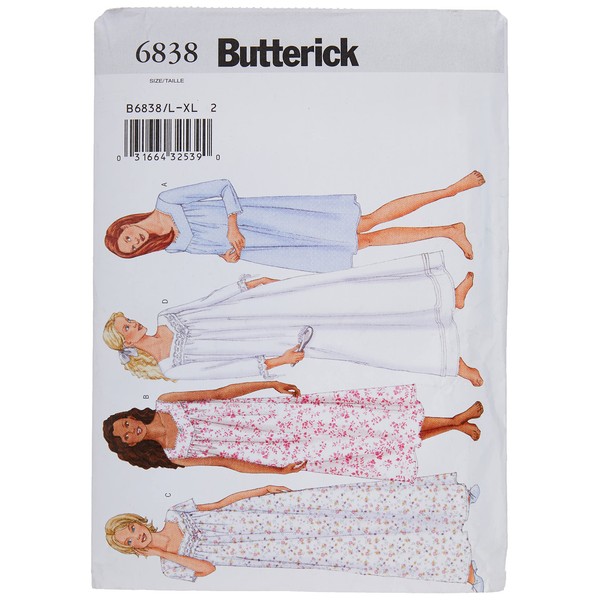 Butterick Patterns B6838 Size Large Large - Extra-Large Misses'/ Misses' Petite Nightgown, Pack of 1, White