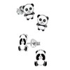 Panda Bear Earrings - 925 Sterling Silver - Set of