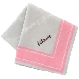 Blooming Kitamura 140140-0002-02 Print Handkerchief, Logo Motif (Beige), Women's Handkerchief, Approx. 22.8 inches (58 cm), multicolor