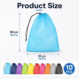 Squliicayy 10Pcs Mesh Drawstring Bags 35 x 40 cm