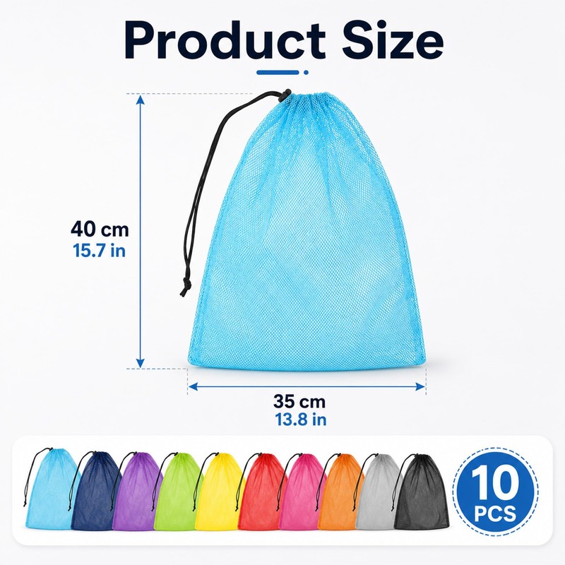 Squliicayy 10Pcs Mesh Drawstring Bags 35 x 40 cm