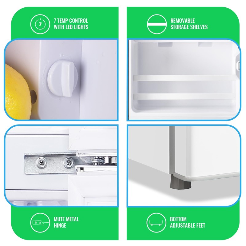 DEMULLER 2.4 Cu.ft White Mini Fridge with Top Freezer Dorm