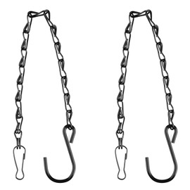 Bojueshaw 2pcs Black Hanging Chains,Chicken Bird Feeders Hanging Chain,Metal Hang Chain with Hooks for Flowerpot,Bird Feeders,Wind Chimes,Lanterns