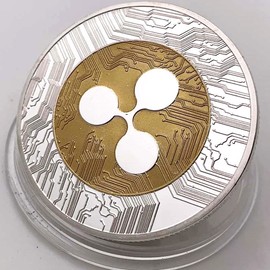 Ripple Coin XRP Cryptocurrency Coin, Collector's Rare Cryptocurrency Coin with Clear Protective Cover