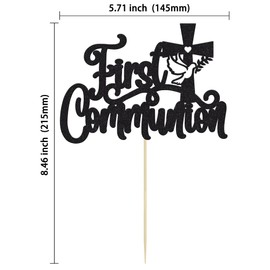 1 decoración de tarta de primera comunión con purpurina negra para decoración de tartas de primera comunión para niños, Dios bendiga