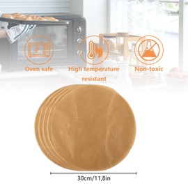 JMIATRY Pack of 200 Baking Paper Cuts, Baking Paper Round 30 cm, Baking Paper for Hot Air Fryer, Round for Cakes, BBQ, Baking, Hamburger, Dessert
