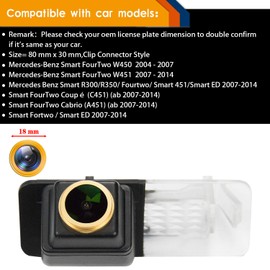 Misayaee HD 1280 x 720p Rear View Camera Night Vision Parking Assistant Camera for Mercedes / Fortwo / for Smart ED / for Smart 451 / for Smart / for Fortwo 2007-2014, Rear View Camera Waterproof