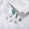 Rrdaily Retro Turquoise Knuckle Rings Set for Women Men Stackable