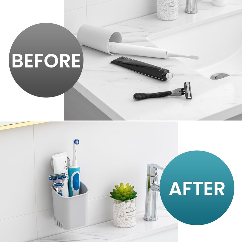 TAILI Suction Toothbrush Holder, Powerful Toothpaste Toothbrush Suction Cup, Self-draining