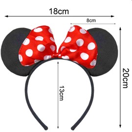 Hatstar Mouse Ears Headband | in Black with Red Bow + White Gloves | Costume Set for Adults & Children - Women & Girls | for Carnival & Fancy Dress