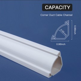 Corner Cable Hider, 157in Cable Concealer, Paintable Cord Cover for Wall, Corner Cable Management Kit, Wire Raceway for Floor Baseboard, Ceiling, 10XL15.7in, White