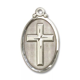 Bliss Sterling Silver Catholic Religious Cross Medal Pendant Necklace 24" Chain Boxed