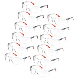 JORESTECH Safety Glasses Wrap-Around Clear ANSI Z87+ for UV & High Impact Protection (pack of 12) (Red)