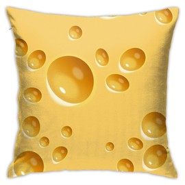 Drissa Funny Food Cheese Realistic Print Pillow Covers Decorative Throw Pillowcase 18x18 Inch Square Couch Cushion Cover for Home Decor Sofa Living Room Bed Car Sofa