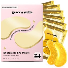grace & stella under eye masks for dark circles puffy eyes wrinkles hydrating firming smoothing pink blue purple giftsets:_Gold (energizing)_24-pairs