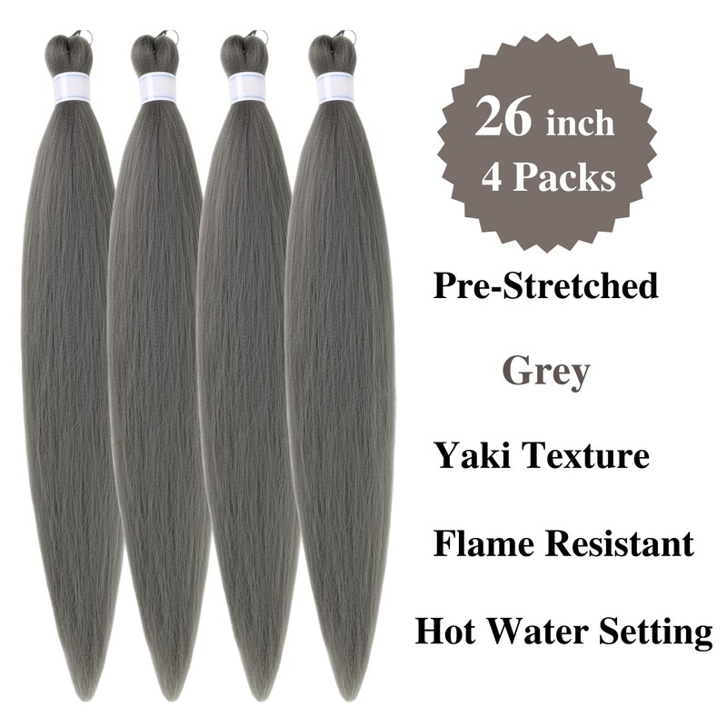 Grey Boho Braiding Hair Pre stretched Curly Braiding Hair Extensions