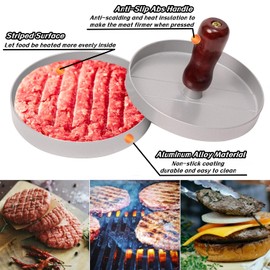 Tokaneit Die-Cast Aluminium Hamburger Press, Burger Press with Non-Stick Coating, High-Quality Meat Press for Delicious Hamburgers, Patties, BBQ, Baking, Filled Hamburgers