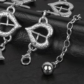 Plus Size Chain Belt for Women, Silver Metal Chain Belt Women Belly Waist Chains, Extra Long Body Chain, 47 Inch Adjustable Chunky Belt Chain (Love Buckle Style)