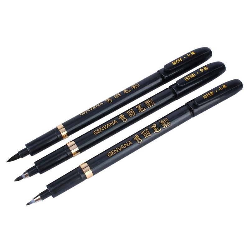 3 piezas de caligrafía japonesa china Shodo Brush Ink Pen