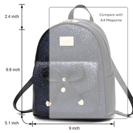 IHAYNER Women's Cute Glitter Sequin Mini Backpack - Small Bowknot Leather Purse Fashion Backpack