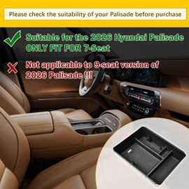 X-TKER Center Console Organizer Tray Compatible with 2026 Hyundai Palisade Accessories - Custom Fit 2026 Palisade Armrest Storage Tray Dual-Layer Insert, Durable ABS Coin Holder (7-Seat Models ONLY)