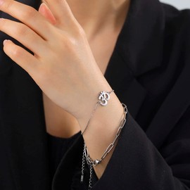 UNIFT Aum Om Ohm Sanskrit Symbol Bracelet For Women,Hindu Spiritual Harmony Amulet Stainless Steel Yoga Charm Cuff Bracelet Jewelry Accessory, Medium, Stainless Steel, no gemstone
