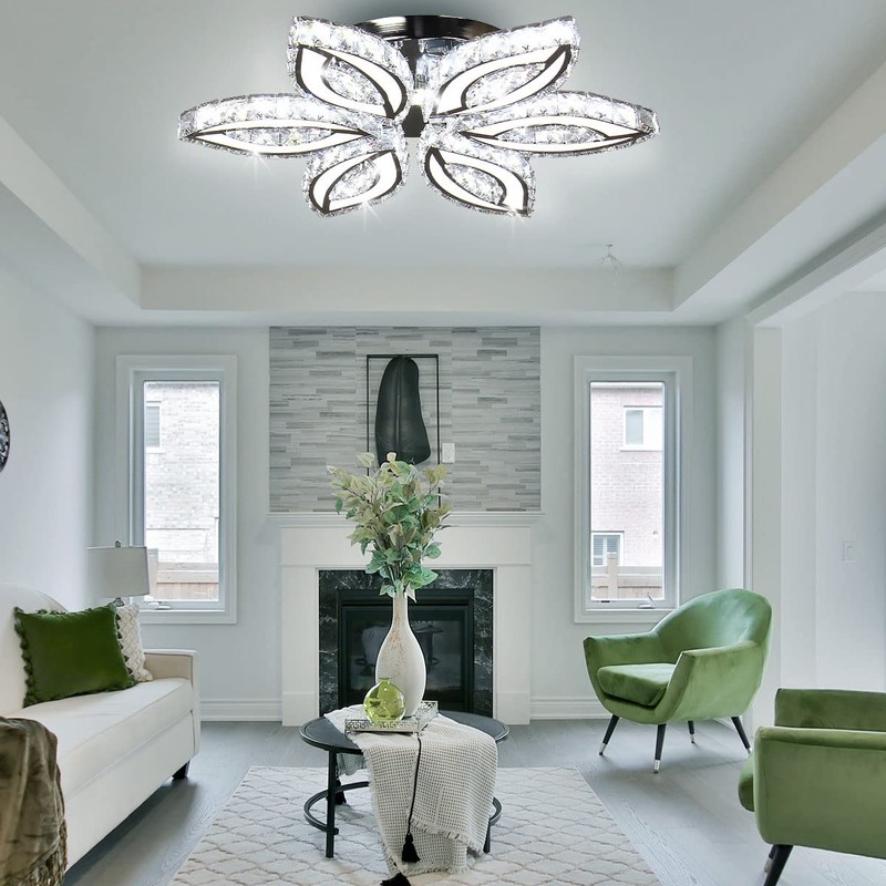 CLAIRDAI 20" Dimmable Modern Crystal Chandelier Flower Led Ceiling Light
