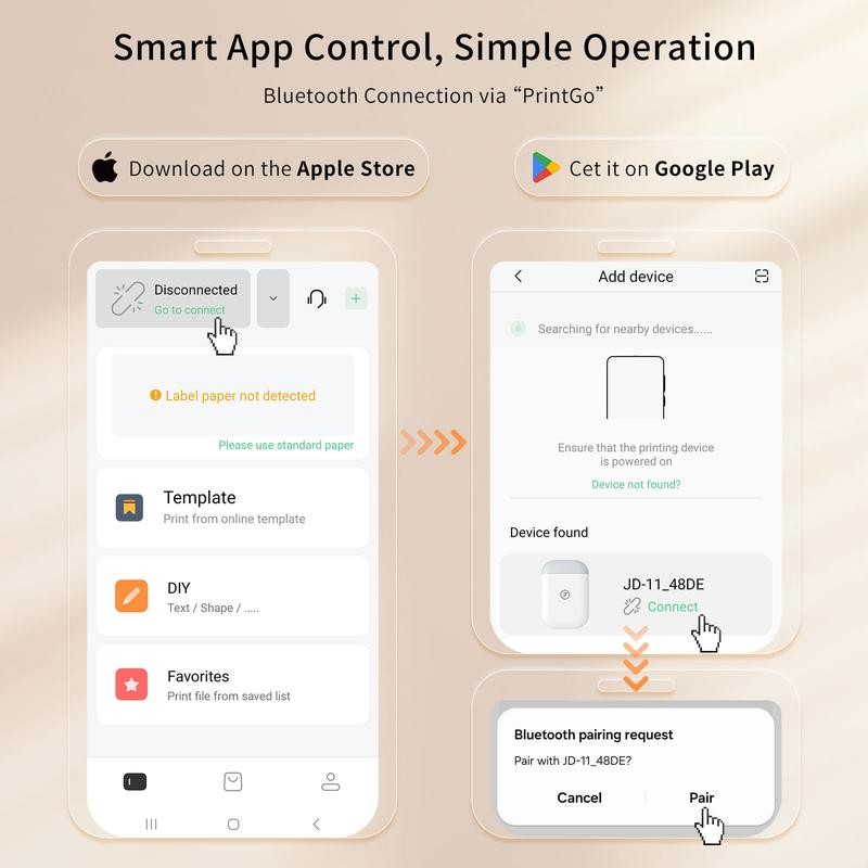 JADENS JD-11 Label Maker Machine, Wireless Bluetooth Mobile Thermal Label