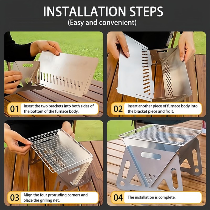 Mini Camp Grill, Portable Stainless Steel Grill, Portable Mini Grill