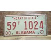 Vintage 1980 ALABAMA License Plate Antique Car Tag