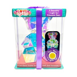 HAHA! Soomuch FUN! Love You! Light-Up Prismatic Bear Keepsake, Colorful Prism Light Show, USB Charging Cable, 3 AA Batteries Included