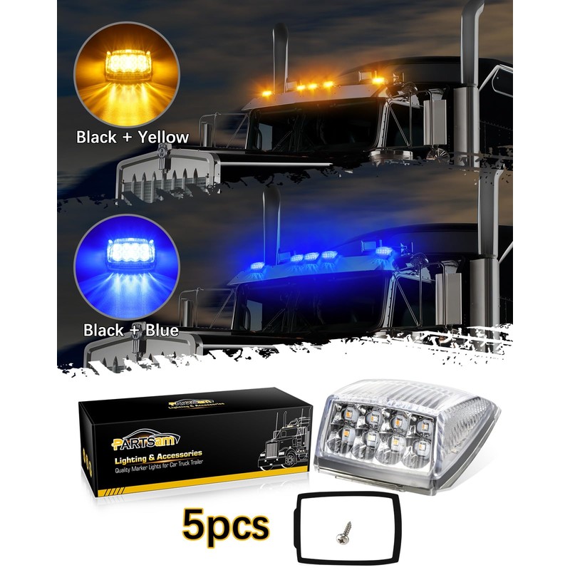 Partsam Cab Light, 5Pc 17LED Dual Color Square Cab Marker