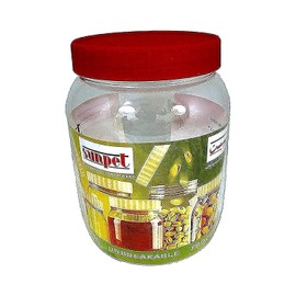 Sunpet Large Red Top Plastic Food Storage Canister Size 1000 ml, Pack of 6