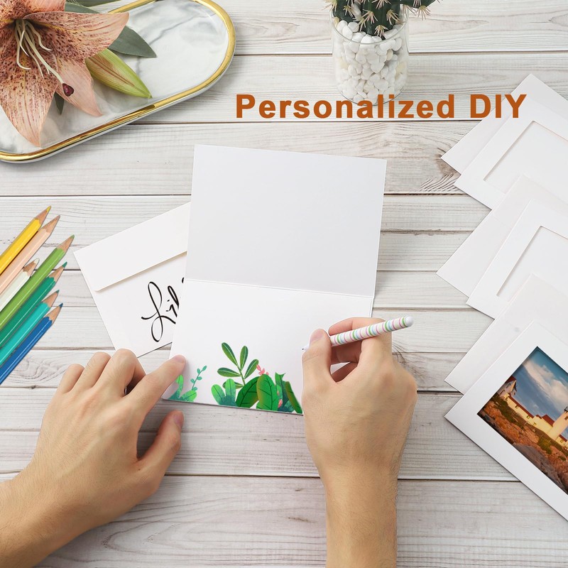 Silunkia 60 Packs White Photo Frame Cards with Envelopes for