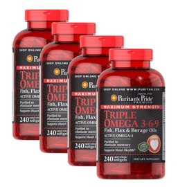 Puritans Pride Triple Omega 3-6-9 Fish Flex Borage Oil Softgel Puritans Pride Triple Omega 3-6-9 Maximum Strength, 4 units, 240 tablets / 퓨리탄스프라이드 트리플 오메가3-6-9 피쉬 플렉스 보라지 오일 소프트젤 Puritans Pride Triple Omega 3-6-9 Maximum Strength, 4개, 240정