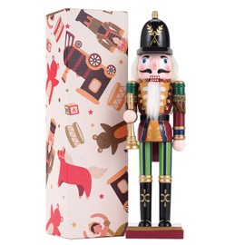 Tpudn Christmas Decorations Nutcracker Ornament,12 inch Wooden Traditional Nutcracker,Painted Nutcracker Figures,Festive Collectible Christmas Nutcracker Party Tabletop Thanksgiving Decor(Bugler)