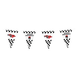 Boland Racing Car Happy Birthday Bunting 6m for Childrens Birthday Parties Chequered Flag Go Kart Children's Birthday Party Garland Bunting Flag